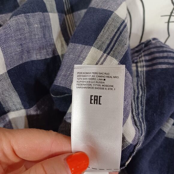 NWT Banana Republic Shirt Men's L Blue Plaid 100% Linen Button-Down Top - Picture 8 of 8